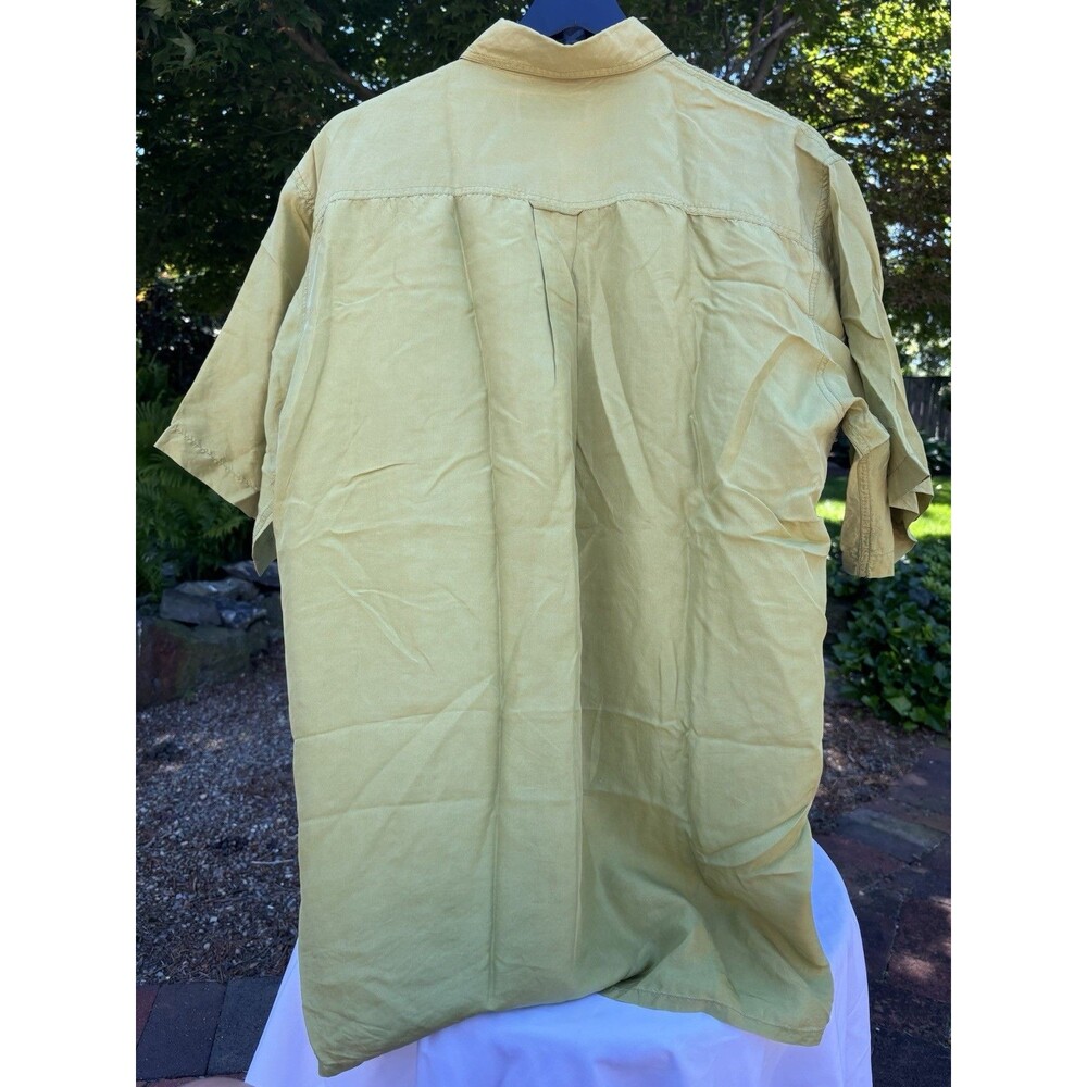 K-PASA 100% Silk Lime Green Short Sleeve Button Shirt Men’s L - Picture 4 of 6